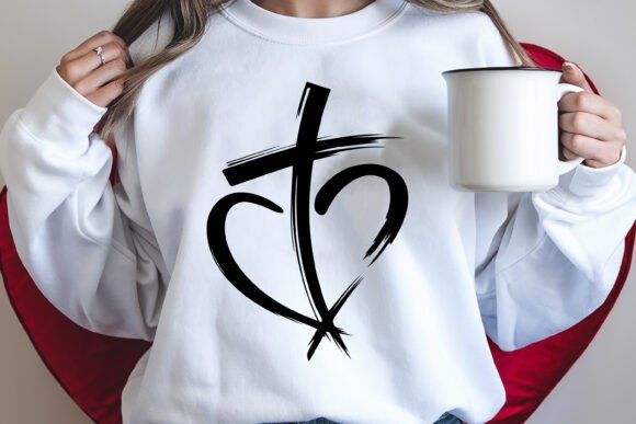 Cross with Heart PNG: Graphics for T-Shirt Designs