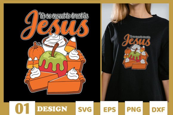 Fall Tis so Sweet to Trust in Jesus SVG for T-Shirt Designs and Graphics